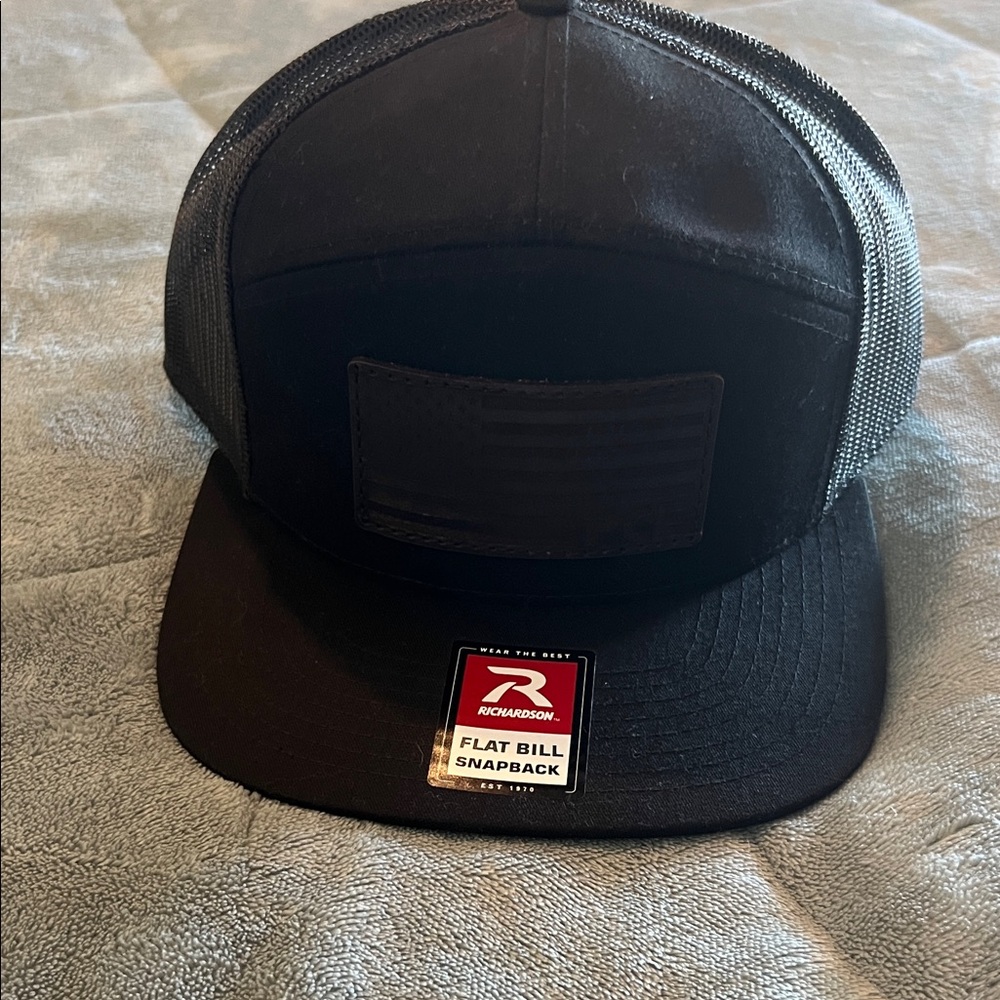 Black Flat Bill Snapback Hat - image 1